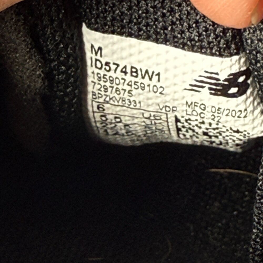 New Balance 574 Toddler 6 Shoes Black White Athletic Sneakers - Picture 10 of 11